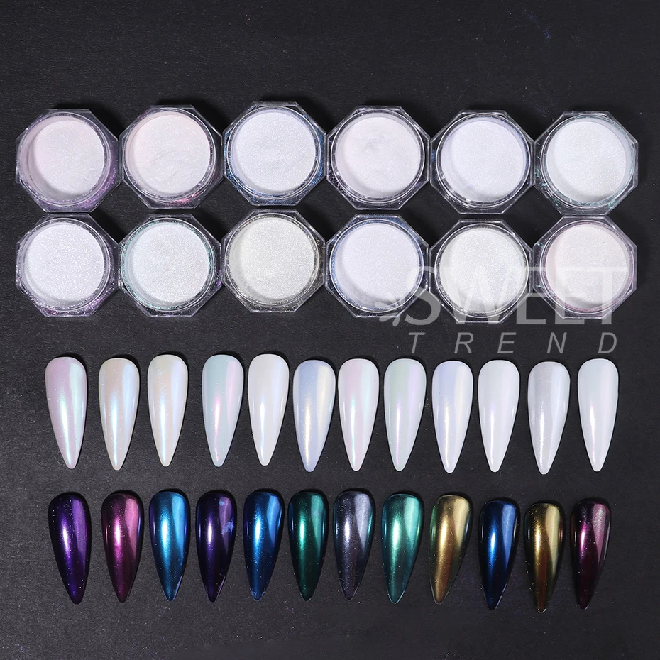 12pcs/set Shimmer Aurora Nail  - Mica Powder Colorant recension och pris